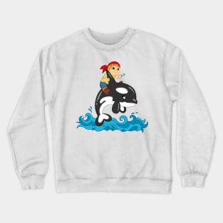 Kid riding orca free willy Crewneck Sweatshirt